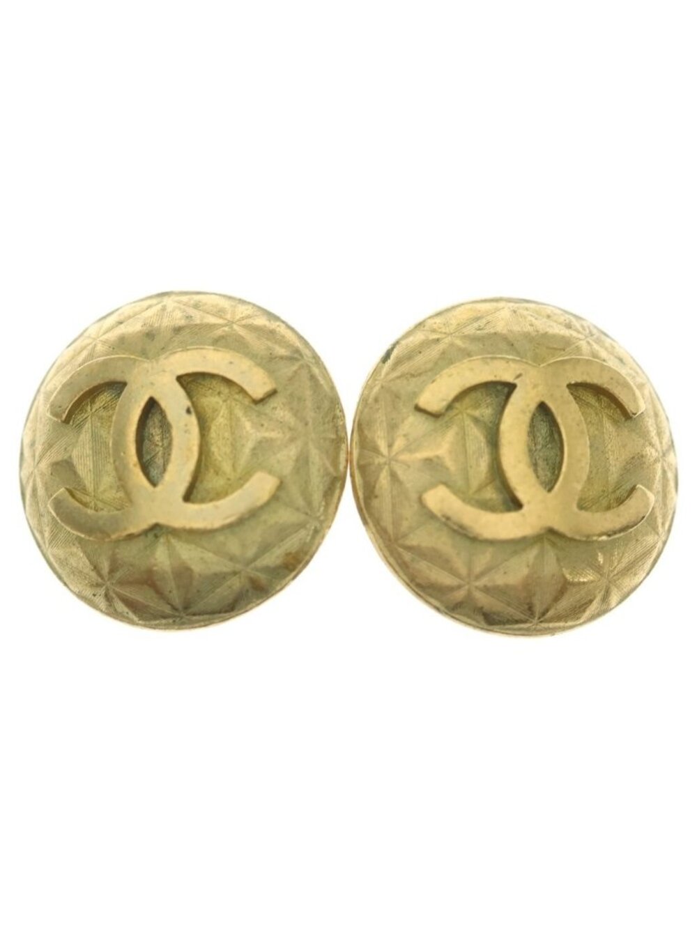 Chanel CC Logo Round Earrings Gold